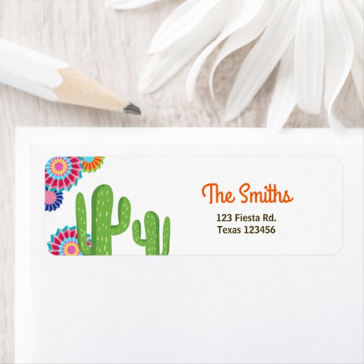 Fiesta Mexican Return Address Label Cactus (Insitu)