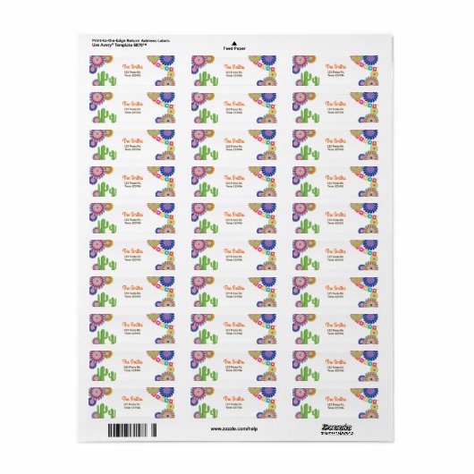 Fiesta Mexican Return Address Label Cactus (Vorne)