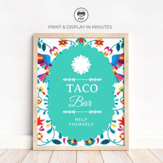 Fiesta Mexican Taco Bar Bridal Shower Sign Poster