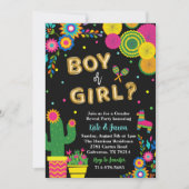 Fiesta Mexican Theme Gender Reveal Party Einladung (Vorderseite)