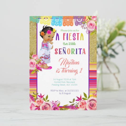 Fiesta Mexikanische Einladung zum 1. Geburtstag (Stehend Vorderseite)
