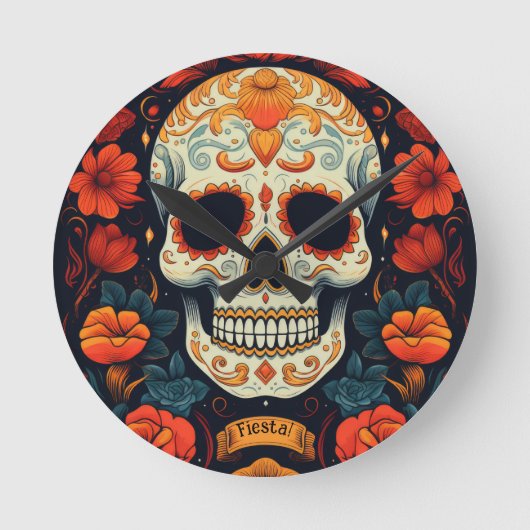 Fiesta! mexikanisches PARTY Runde Wanduhr (Vorderseite)