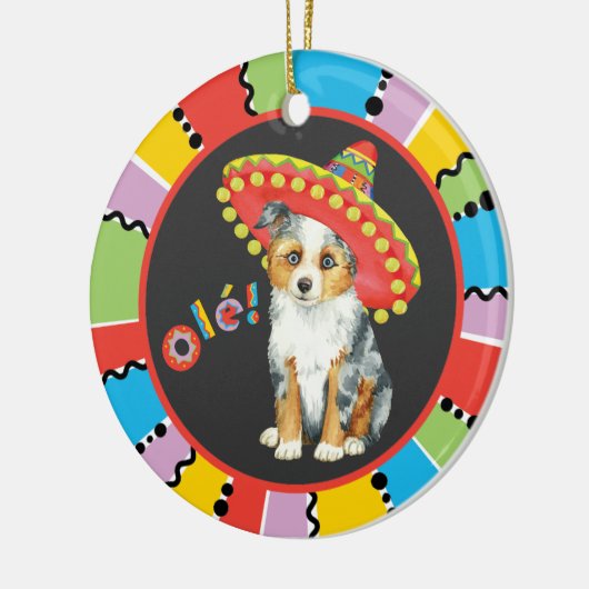Fiesta Miniature American Shepherd Keramik Ornament (Links)