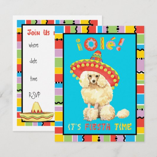 Fiesta Miniature Poodle Einladung (Vorne/Hinten)