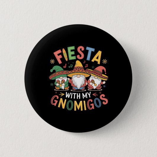Fiesta mit meinem Gnomigos Funny Cinco De Mayo Des Button (Vorderseite)