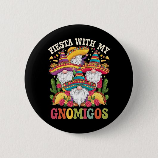 Fiesta mit meinem Gnomigos Gnome Cinco de Mayo Button (Vorderseite)