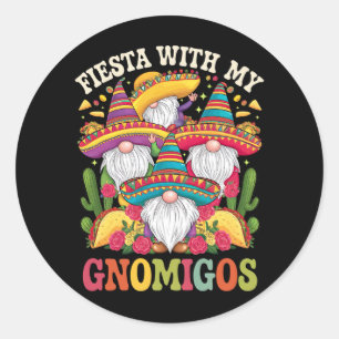 Fiesta mit meinem Gnomigos Gnome Cinco de Mayo Runder Aufkleber
