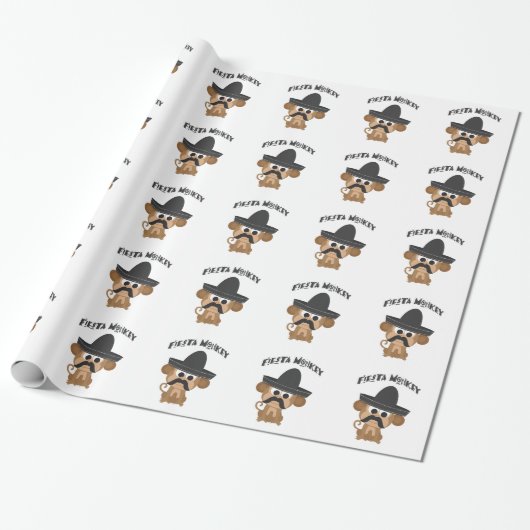 Fiesta Monkey mit einem Mustai und mexikanischem S Geschenkpapier (Ungerollt)