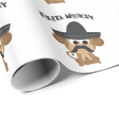 Fiesta Monkey mit einem Mustai und mexikanischem S Geschenkpapier (Rolleneckpunkt)