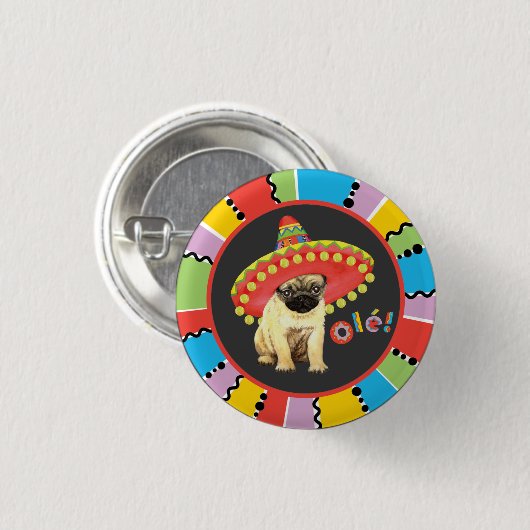 Fiesta-Mops Button (Vorne & Hinten)
