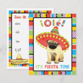 Fiesta Mops Einladung (Vorne/Hinten)