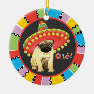 Fiesta-Mops Keramik Ornament