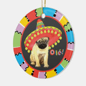 Fiesta-Mops Keramik Ornament (Links)