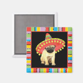 Fiesta Mops Magnet (Vorderseite/Rückseite)