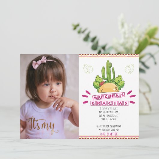 Fiesta Muchas Gracias Mexican Birthday Dankeskarte (Stehend Vorderseite)