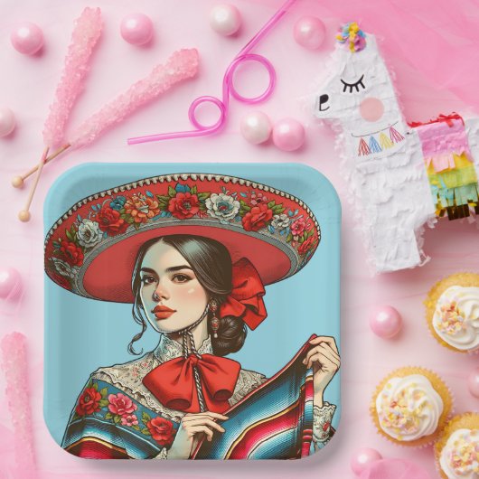 Fiesta Mujer Mariachi Party Pappteller (Party)