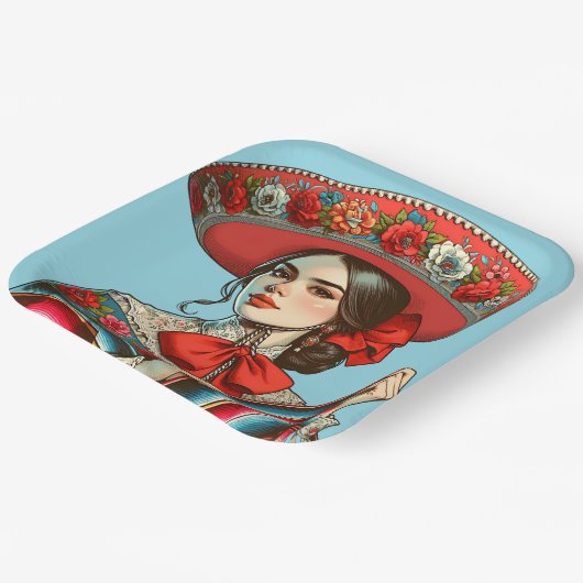 Fiesta Mujer Mariachi Party Pappteller (Gewinkelt)