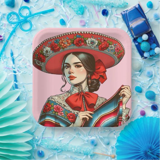 Fiesta Mujer Mariachi Party Pappteller (Party)