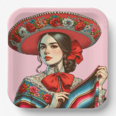 Fiesta Mujer Mariachi Party Pappteller (Vorderseite)