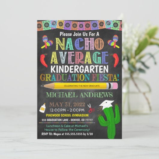Fiesta Nacho Average Abschluss Inviteq Einladung (Stehend Vorderseite)