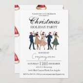 Fiesta Navidad Corporativa Elegante Retro Dance Einladung (Vorne/Hinten)