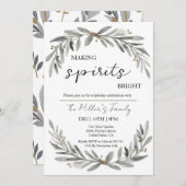 Fiesta Navidad Soft Pastel Wreath and Leaves Einladung (Vorne/Hinten)