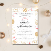 Fiesta Navideña Gold & Red Christmas Party Einladung