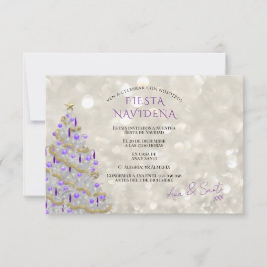 Fiesta Navideña Sofisticada Einladung (Vorderseite)