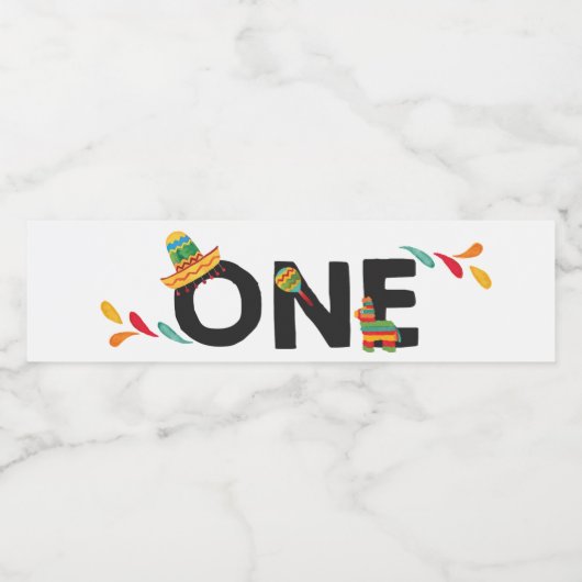 Fiesta ONE Birthday Water Flasche Labels Wasserflaschenetikett (Einzelnes Label)