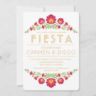 Fiesta Paare Einladung Dusche, Rote Blume