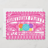 Fiesta Papel Picado Flag FUCHSIA Sweet 16 Birthday Einladung (Vorderseite)