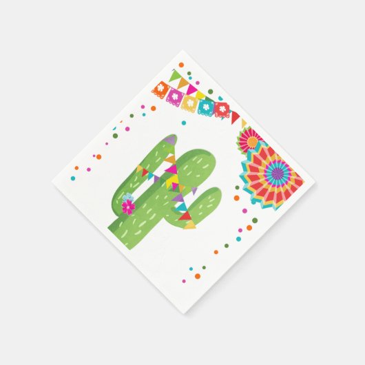 Fiesta Paper Napkin Mexican Cactus Floral Birthday Serviette (Ecke)