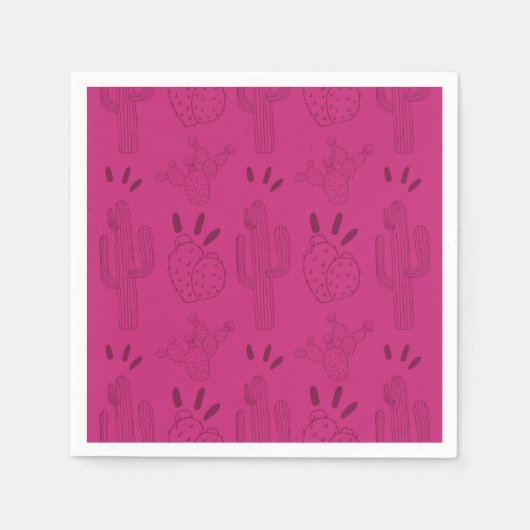 Fiesta Paper Napkin Mexican Cactus Floral Pink Serviette (Vorderseite)
