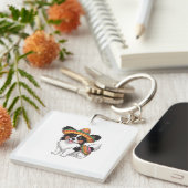 Fiesta Papillon Dog Wearing Sombrero und Sarape Schlüsselanhänger (Vorderseite rechts)