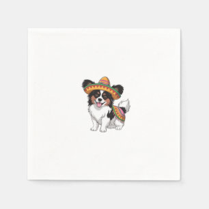 Fiesta Papillon Dog Wearing Sombrero und Sarape Serviette