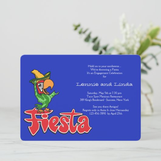 Fiesta Parrot Einladung (Stehend Vorderseite)