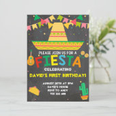 Fiesta Party Birthday Taco Boy Mexiko Einladung (Stehend Vorderseite)