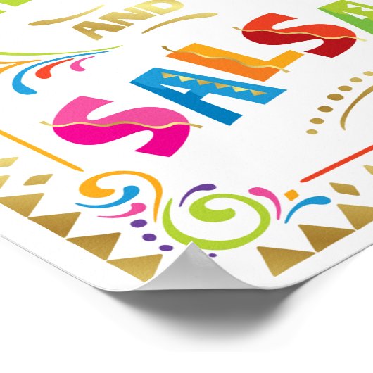 Fiesta Party-CHIPS UND SALSA-Zeichen Poster (Ecke)