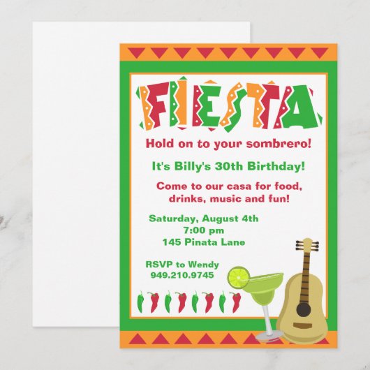 Fiesta-Party Einladung (Vorne/Hinten)