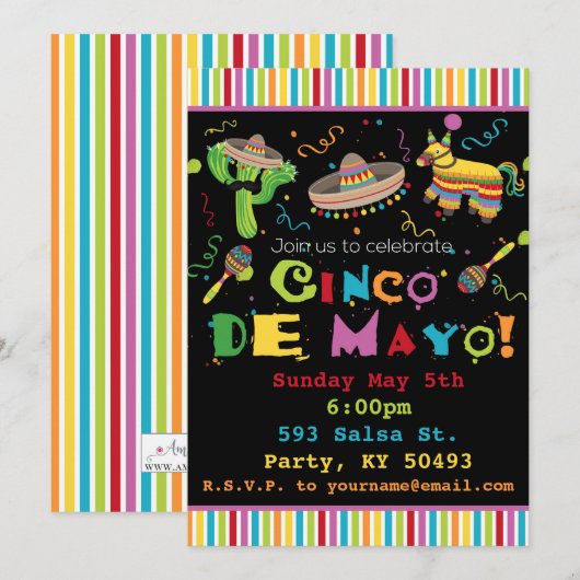 Fiesta-Party Einladung Cinco Des Mayo (Vorne/Hinten)