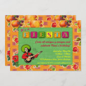 Fiesta-Party Einladung - Mariachi bemannen Orange (Vorne/Hinten)