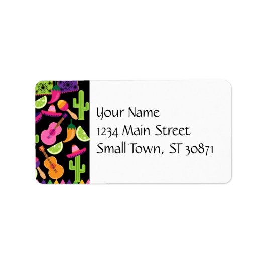 Fiesta Party Sombrero Cactus Limes Paprikaschoten Adressaufkleber (Vorne)