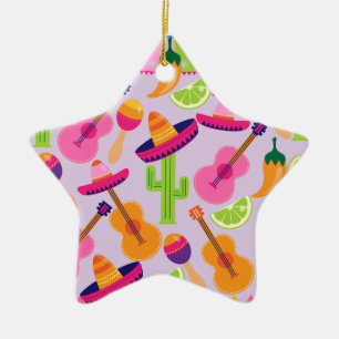 Fiesta Party Sombrero Cactus Limes Paprikaschoten  Keramik Ornament