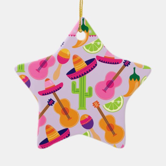Fiesta Party Sombrero Cactus Limes Paprikaschoten Keramik Ornament (Vorne)