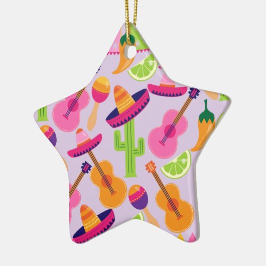 Fiesta Party Sombrero Cactus Limes Paprikaschoten Keramik Ornament (Links)