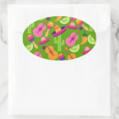 Fiesta Party Sombrero Cactus Limes Paprikaschoten Ovaler Aufkleber (Tasche)
