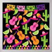 Fiesta Party Sombrero Cactus Limes Paprikaschoten  Poster (Vorne)