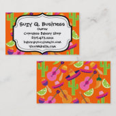 Fiesta Party Sombrero Cactus Limes Paprikaschoten  Visitenkarte (Vorne/Hinten)