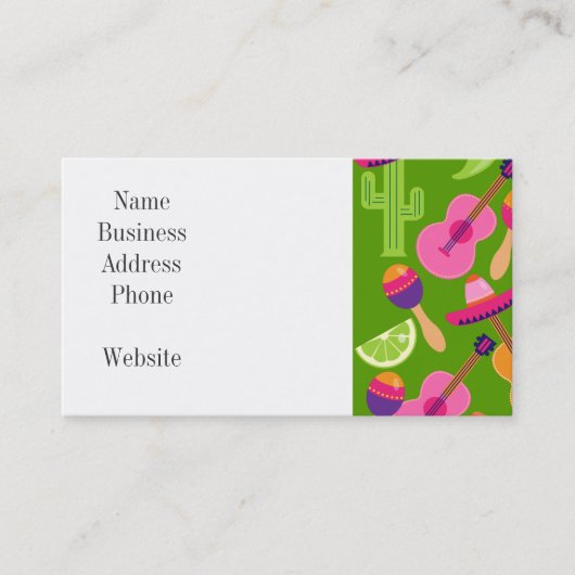 Fiesta Party Sombrero Cactus Limes Paprikaschoten Visitenkarte (Vorderseite)