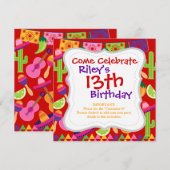 Fiesta Party Sombrero Limes Guitar Maraca Saguaro Einladung (Vorne/Hinten)